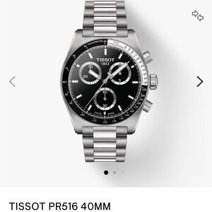 Tissot Black and Silver Chronograph Watch TISSOT PR516 40MM